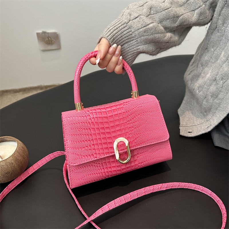 Small Square Crocodile Pattern Handbag Women's Shoulder Bag_voghion.com