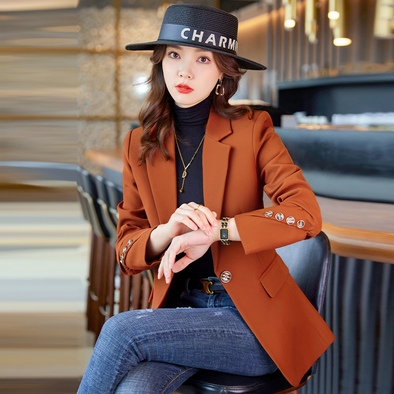 Suit Jacket Women's Spring and Autumn 2023 New High-end Sense Small Casual Women's Slim-fit Black Small Suit Top