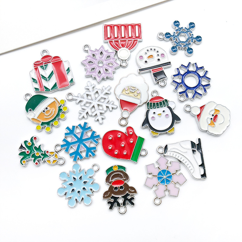 1 white K oil-dripping alloy decorative accessory, Santa Claus Christmas tree creative diy earrings pendant small pendant pic 12