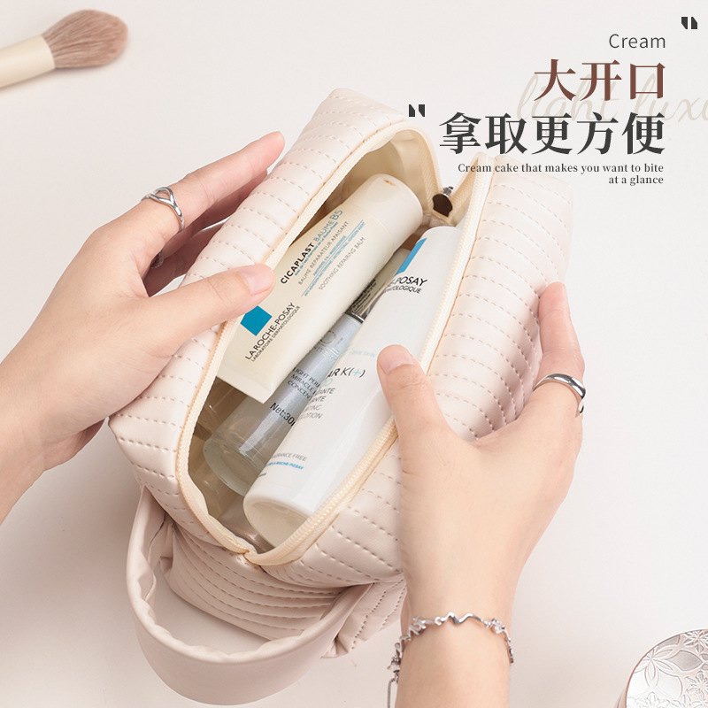 Nuevo pastel transfronterizo de octogón bolsas de maquillaje bolsas de maquillaje color caramelo bolsas de almacenamiento de viaje gran capacidad sensación de alta calidad al por mayor