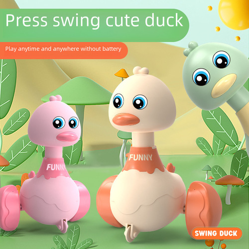 Children's pressing duck toy, pressing back rebound car, inertia sliding, swaying animal baby crawling learning toy, wholesale