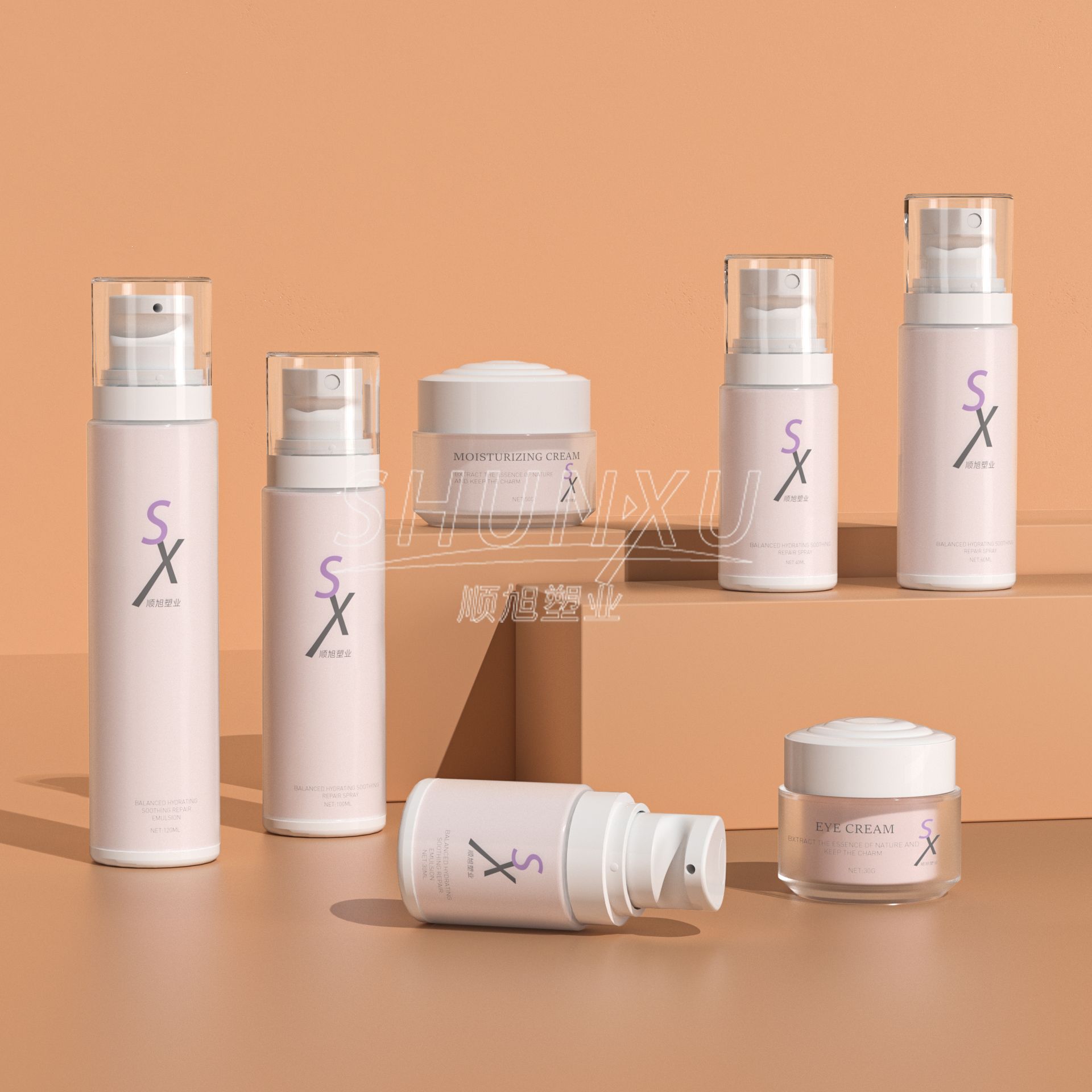 Moisturizing and Hydrating Spray Bottle 100/120ml Pump Cream Bottle, 50g/30g Dual Layer Cream Jar, Scrub Cream