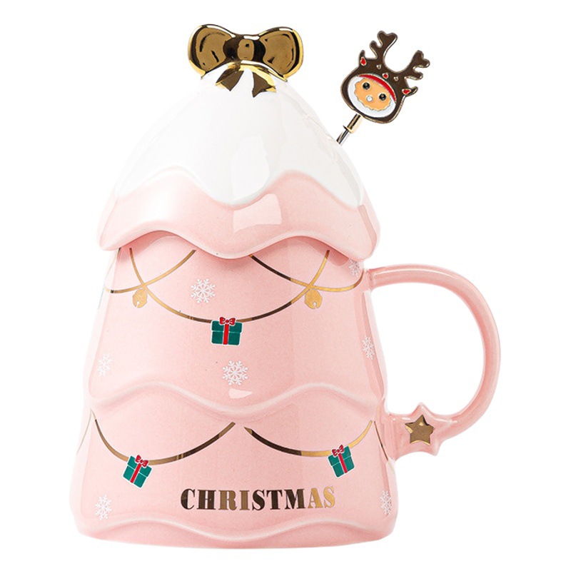 Año Nuevo creativo taza con tapa cuchara de la muchacha Oficina Tigre año cerámica estudiante pareja regalo