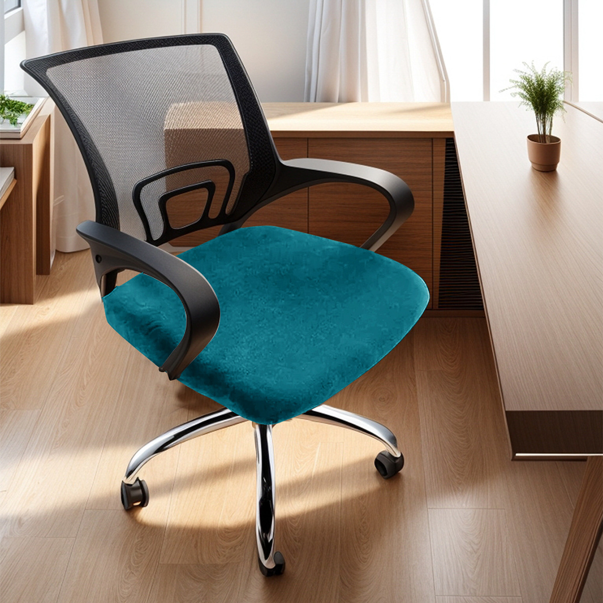 Amazon transfronterizo plata de zorro vello de oficina elástica cubierta de banco cubierta de cojín de silla universal de color sólido TEMU en stock