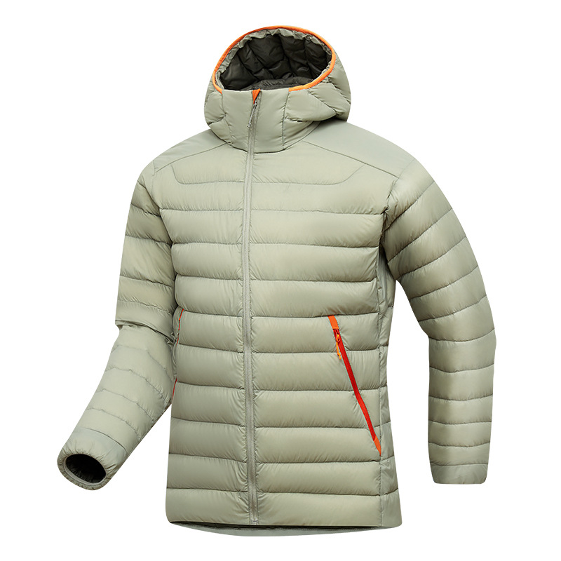 Bird 's Home nuevo color blanco de goma de goma de goma a prueba de viento de color sólido ligero y cálido chaqueta de costilla encapuchada