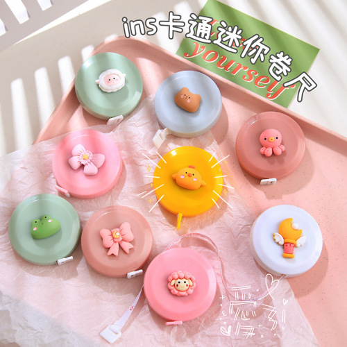 Cute Cartoon Mini Portable Small Tape Measure Student Round Measurement Small Soft Ruler Measure Clothes Measurements Multifunctional Ruler