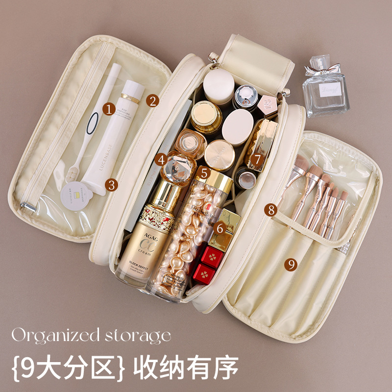 Transfronterizo tres almacenes nueve áreas bolsa de maquillaje multifuncional gran capacidad multicapa bolsa de almacenamiento de cosméticos bolsas de lavado de mano
