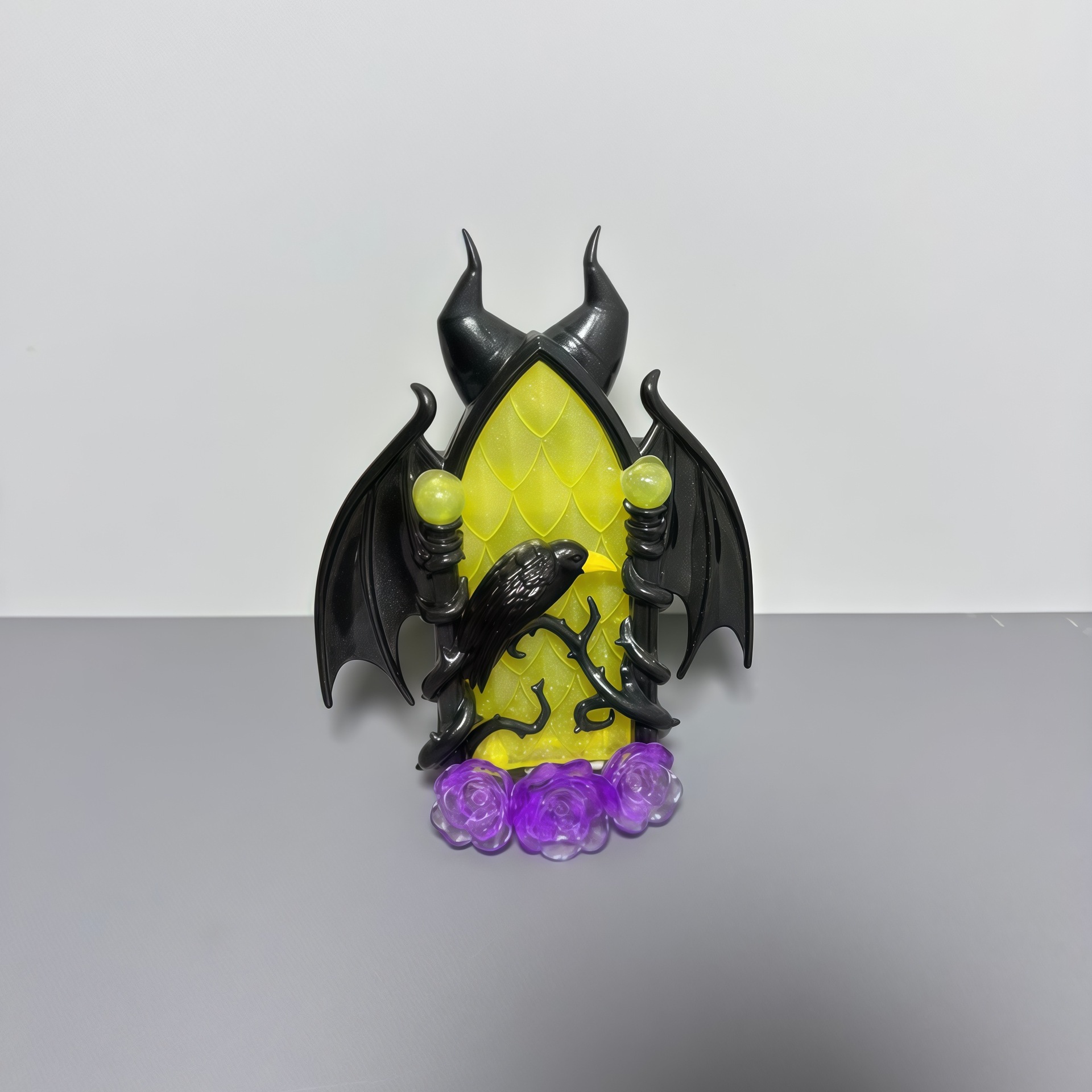 Dark Raven Vine Backdrop Ornament, Halloween DIY Dollhouse Scene Accessories, Authentic Disney Loose Item