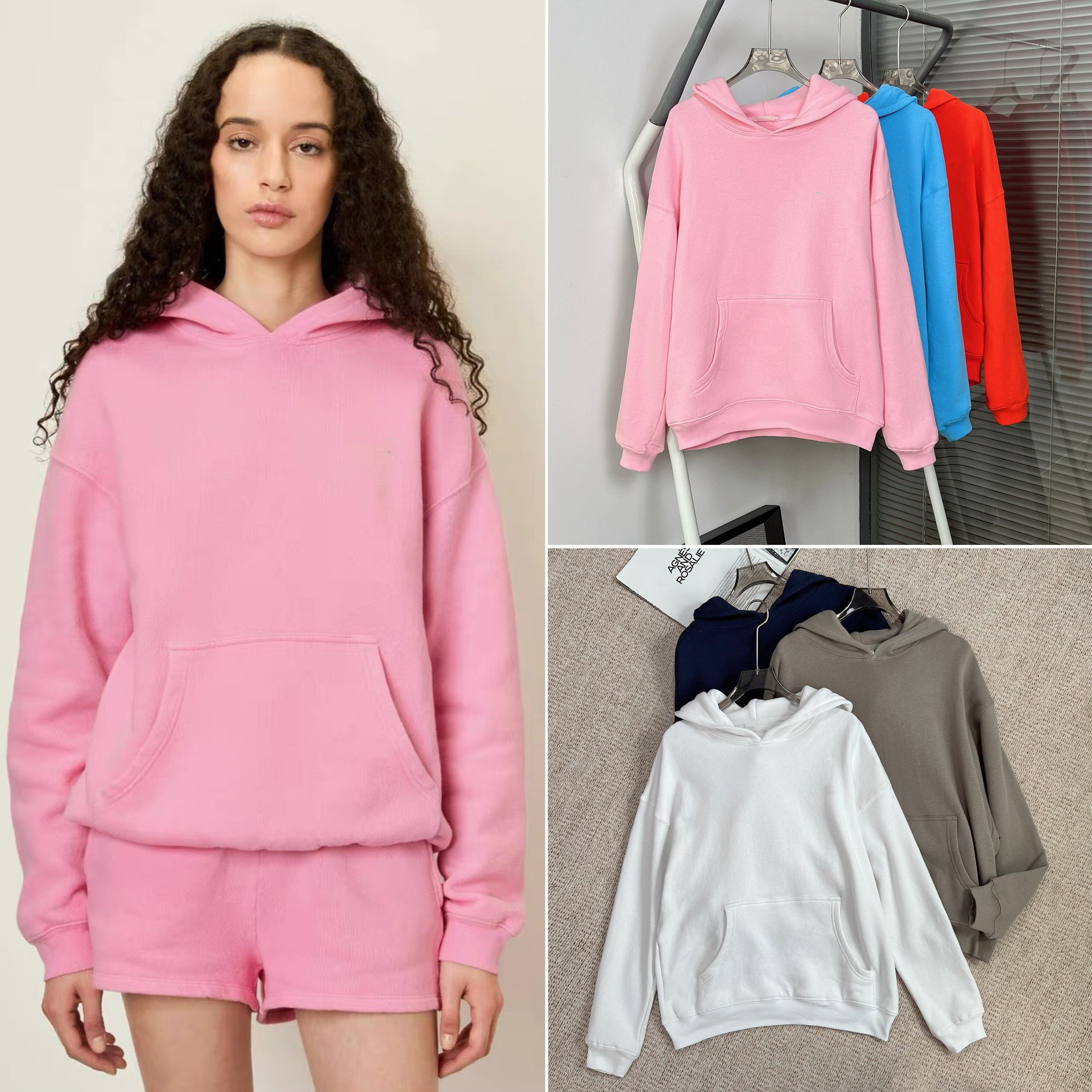 House25 Autumn/Winter Original Letter Print Six-Color Terry Loose Fit Long Sleeve Hooded Sweatshirt for Women