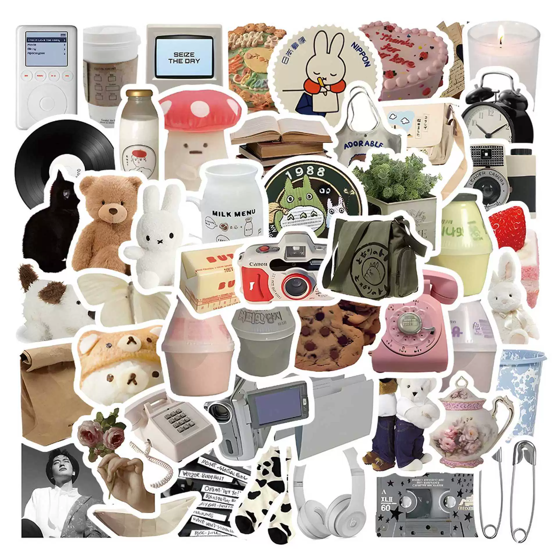 Sticker Pack, multi-design aesthetic stickers, 8×8 cm high-quality sheets, assorted counts 60–103 pcs