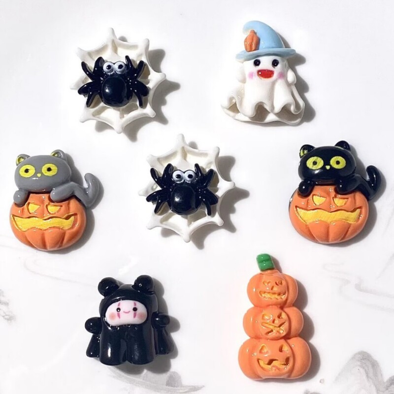 Halloween pumpkin lantern, cartoon ghost, DIY craft supplies, hair accessories, cream glue, resin accessories, materials Halloween pumpkin lantern, cartoon ghost, DIY craft supplies, hair accessories, cream glue, resin accessories, materials
