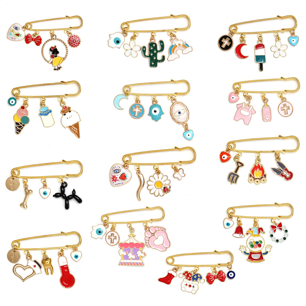 Cross-Border Creative DIY Devil's Eye Brooch, Blue Eye Lucky Pin, Children's Collar Pin, Clothing Accessories Wholesale