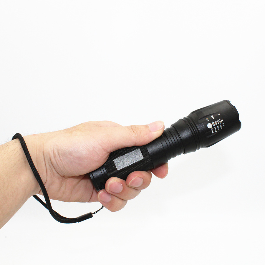 Xpe Red Light Green Light Led Telescopic Zoom Five-Speed Dimming Aluminum Alloy Strong Light 18650 Rechargeable Flashlight
