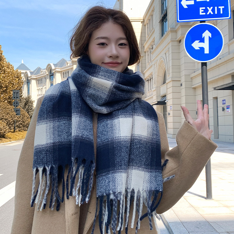 围巾女秋冬季高级感氛围感2025新款格子韩系情侣冬天保暖加厚披肩|undefined