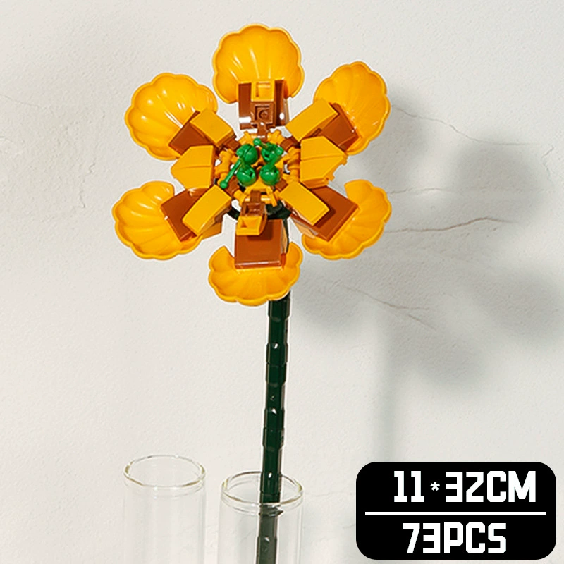 Realistic Table Flower Set, DIY Miniature Bouquet Constructor, Assorted Rose & Sunflower Models, Gift