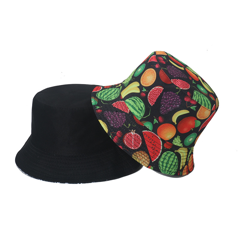 Casual, Streetwear Style Flat Eaves Rim Women's Casual Streetwear Fruit Flat Eaves Bucket Hat