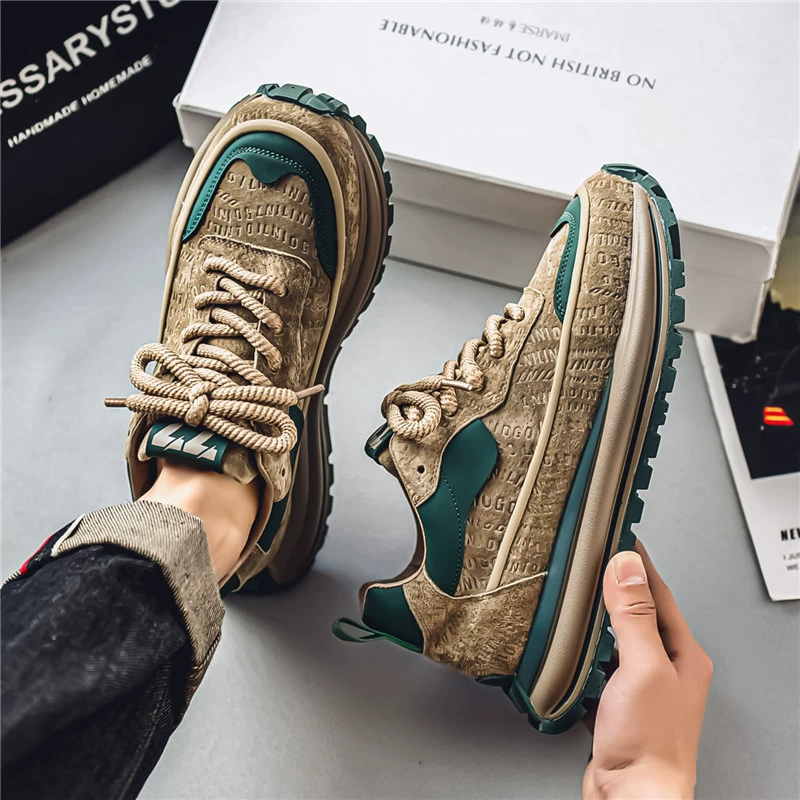 Мужская обувь 2025 весна новый национальный прилив индивидуальность дизайн кроссовки молодежные наружные кроссовки с толстой подошной амортизирую