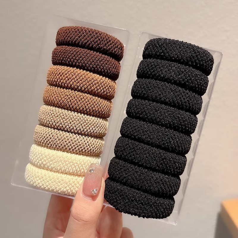 Cauda de caballo alta no colapsar cabello de niñas anillo de cabello de correa de goma negra cabello de alta elasticidad cabello duradero cubierta de cuero