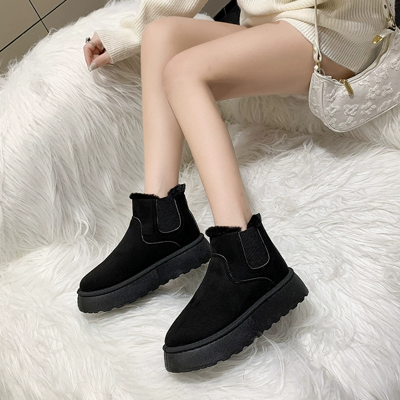 Keep warm ankle boots, city style, elastic side band, plus sizes 36–43