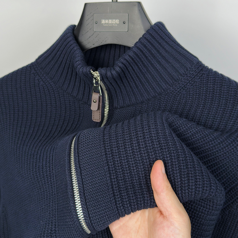 100% Pure Cotton Anti-Pilling Heavy Double Zipper Jacket Knitted Pure Color Sweater Men's Thickeneded Autumn and Winter 2025 New Style 100% Pure Cotton Anti-Pilling Heavy Double Zipper Jacket Knitted Pure Color Sweater Men's Thickeneded Autumn and Winter 2025 New Style