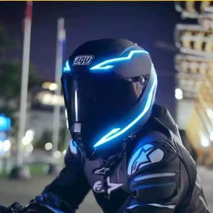 Dəyişdirilmiş dəbilqə işığı EL soyuq film gecə motosiklet flaş dəbilqə işığı