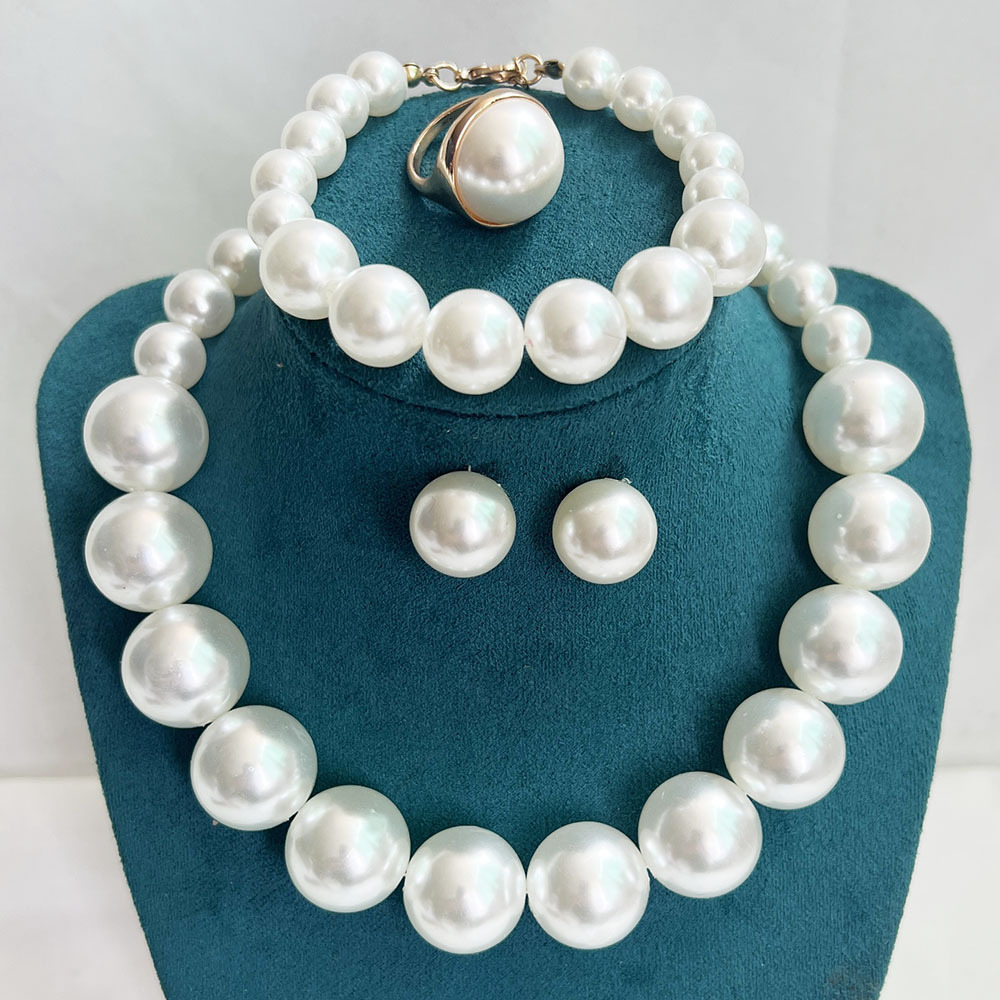 Imitation Pearl, Alloy Material Simple Style Classic Style Round Imitation Pearl Alloy Beaded Women's Jewelry Set