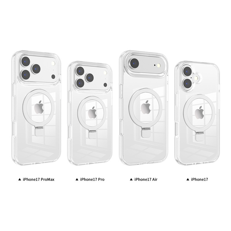 国境を越えた適用 iphone17promax 透明携帯電話ケース シンプルな Apple 17 磁気ホルダー携帯電話保護カバー|undefined
