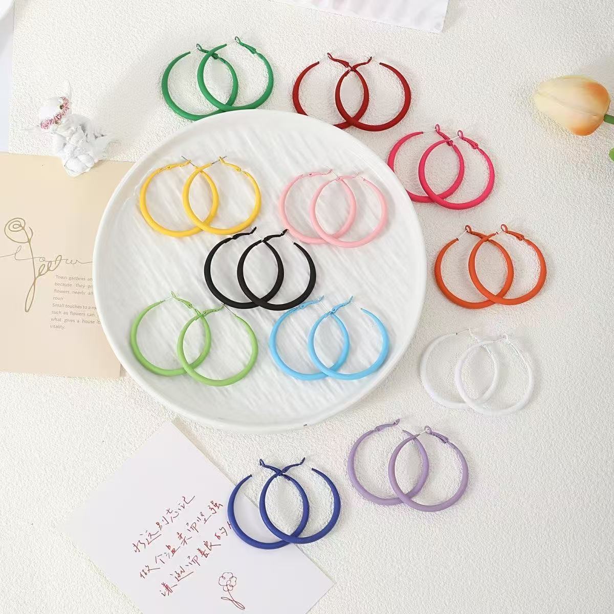 2026 Rose Hoop Earrings Same Style Cross-Border Round Hoop Earrings Elegant High-End Versatile Stud Earrings Accessories