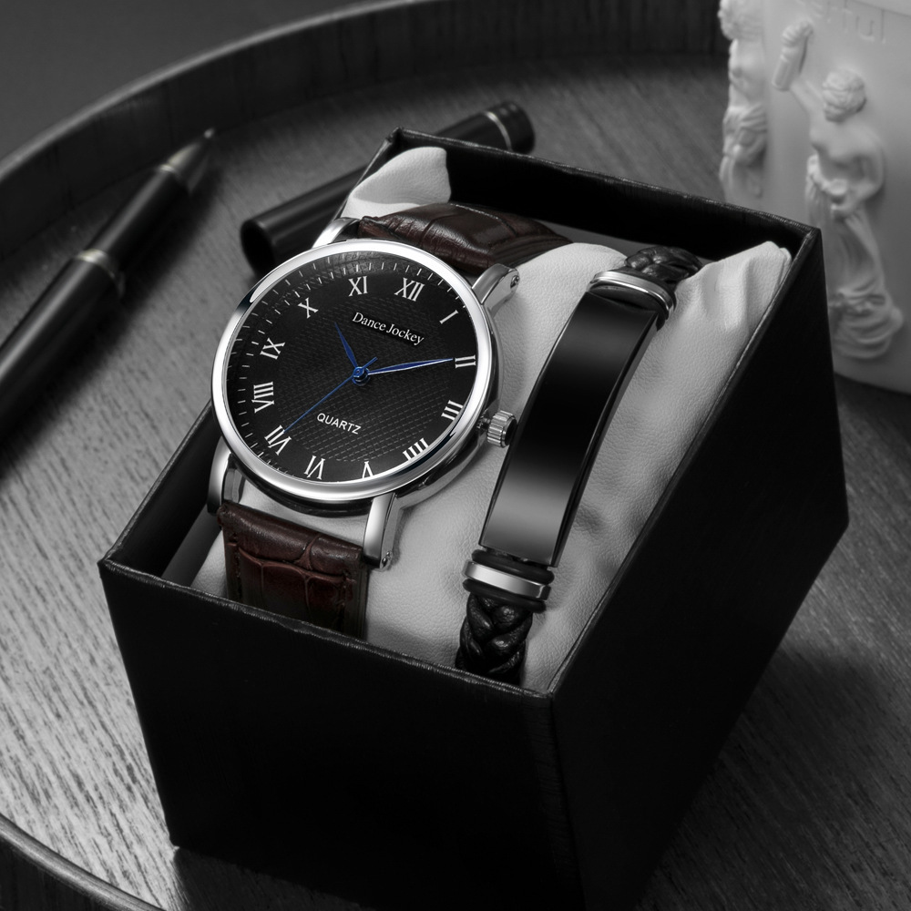 Robbanások Trend Egyszerű Divatkészlet Férfi Karóra Karkötő Óradoboz Kék Tű Férfi Üzleti Karóra_voghion.com