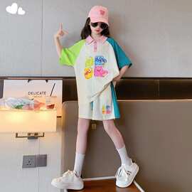 女童夏季套装2025新款洋气短裤大女孩多巴胺短袖t恤儿童运动夏装