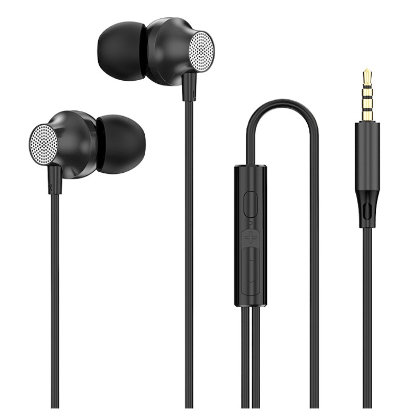 Auricular de metal en la oreja con cable de 3,5mm boca redonda tipo C boca plana teléfono móvil Control de alambre pesado bajo tapones para los oídos al por mayor