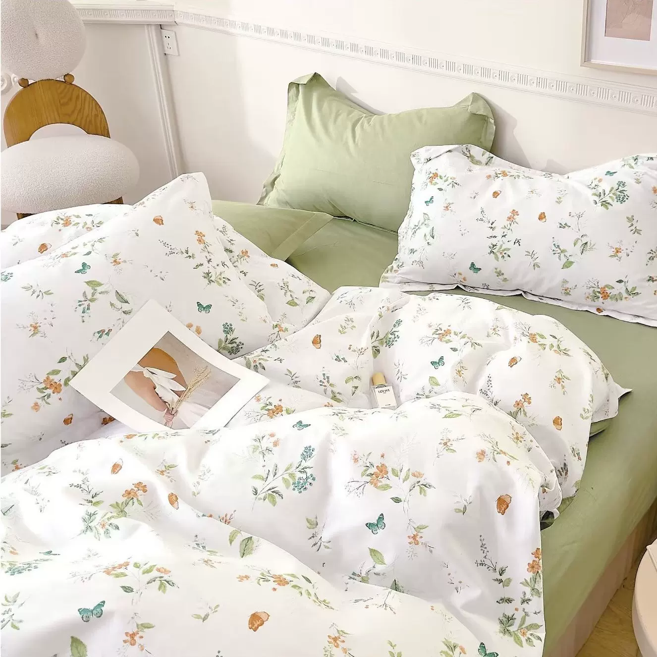 纯棉碎花布料100全棉2.35米田园风斜纹棉布宝宝床品连衣裙diy面料