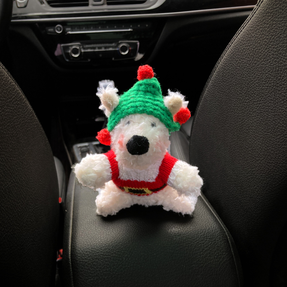 [Edición especial de Navidad] Decoración de coche de West Highland, accesorios de coche, pantalla de control central, decoración de pantalla de muñeca de fiesta