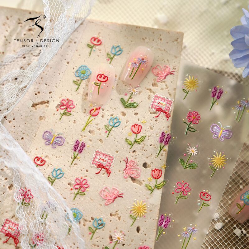 TENSOR Spring/Summer Fresh Floral Nail Stickers M-1149 Korean Gentle Style Simple Floral Oil Painting Design TENSOR Spring/Summer Fresh Floral Nail Stickers M-1149 Korean Gentle Style Simple Floral Oil Painting Design