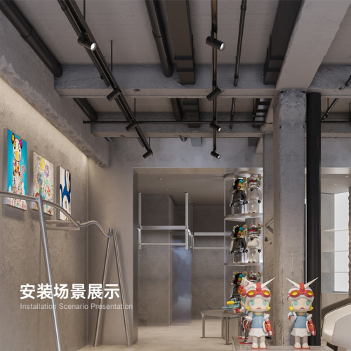 Thickened and reinforced flat copper conductor second-line track spotlight guide rail fixed telescopic boom directly connected to T connector