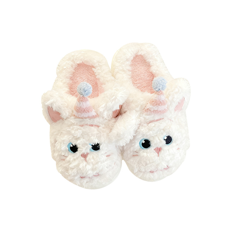 2025 nuevas zapatillas de algodón de conejo para mujeres lindas con lana de algodón de invierno remolque tacones para usar zapatos de lana caseros