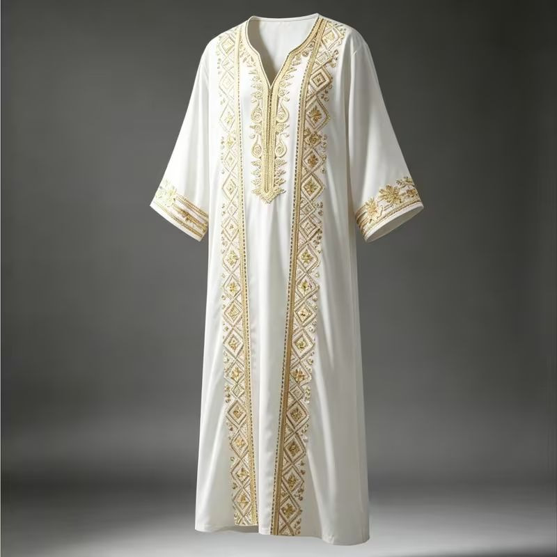 2026 Men's Summer Robe, Loose-fitting Moroccan-style Robe with 3D Digital Print, Customizable with Your Design