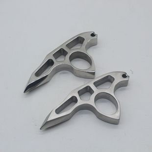 Thickened Stainless Steel Pure Steel Knuckle Duster Four-Finger Window Breaker Self-Defense Anti-Wolf Car-Mounted Tiger Fist Buckle Outdoor Hand Support