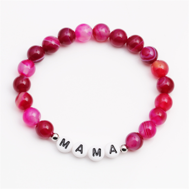 simple rose ligne rouge agate MAMA bracelet perl fte des mres femmepicture3
