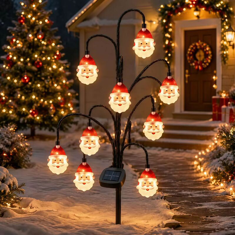 Cross-border Christmas solar-powered Santa tree lights, festive atmosphere decorative lights, outdoor waterproof garden courtyard lights Cross-border Christmas solar-powered Santa tree lights, festive atmosphere decorative lights, outdoor waterproof garden courtyard lights