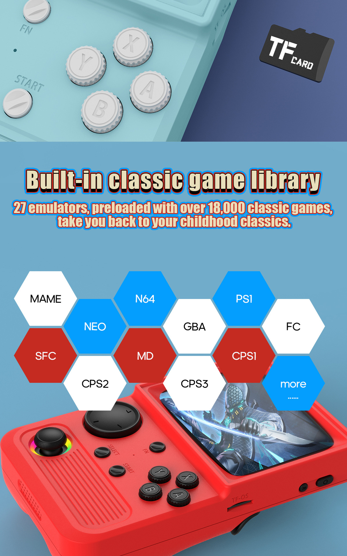 2025 Nuova console portatile R36T compatibile con WiFi, stile retrò arcade, per due giocatori online._voghion.com