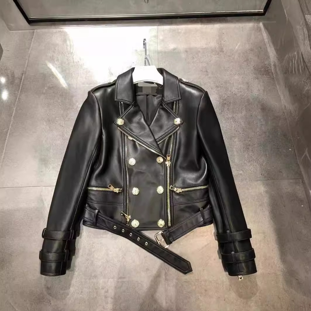 厂家直供海宁真皮皮衣女短款机车服女式绵羊皮修身外套批发时尚