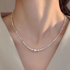 S999足銀砕銀真珠ネックレスシンプルinsフランス高級贅沢彼女バレンタインデー親友プレゼント