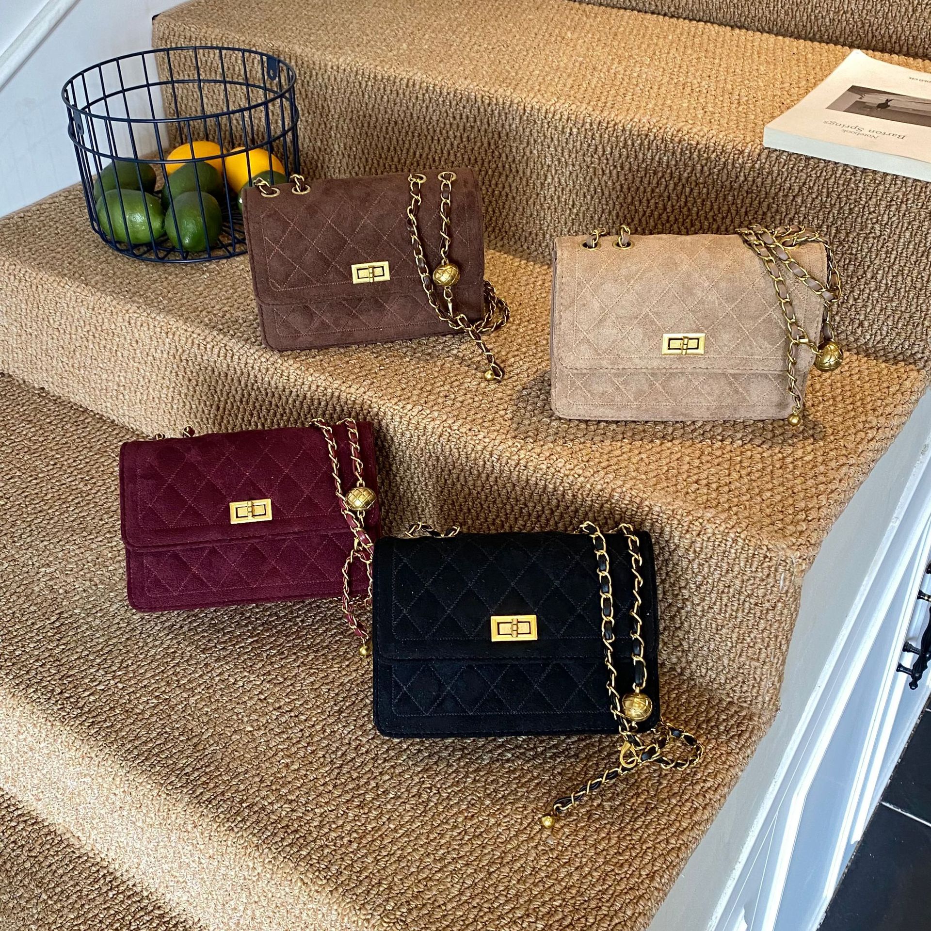 Bolso de nicho coreano de alta calidad otoño y invierno nuevo estilo de seda de tela de malla cadena de textura de hombro simple mini bolso
