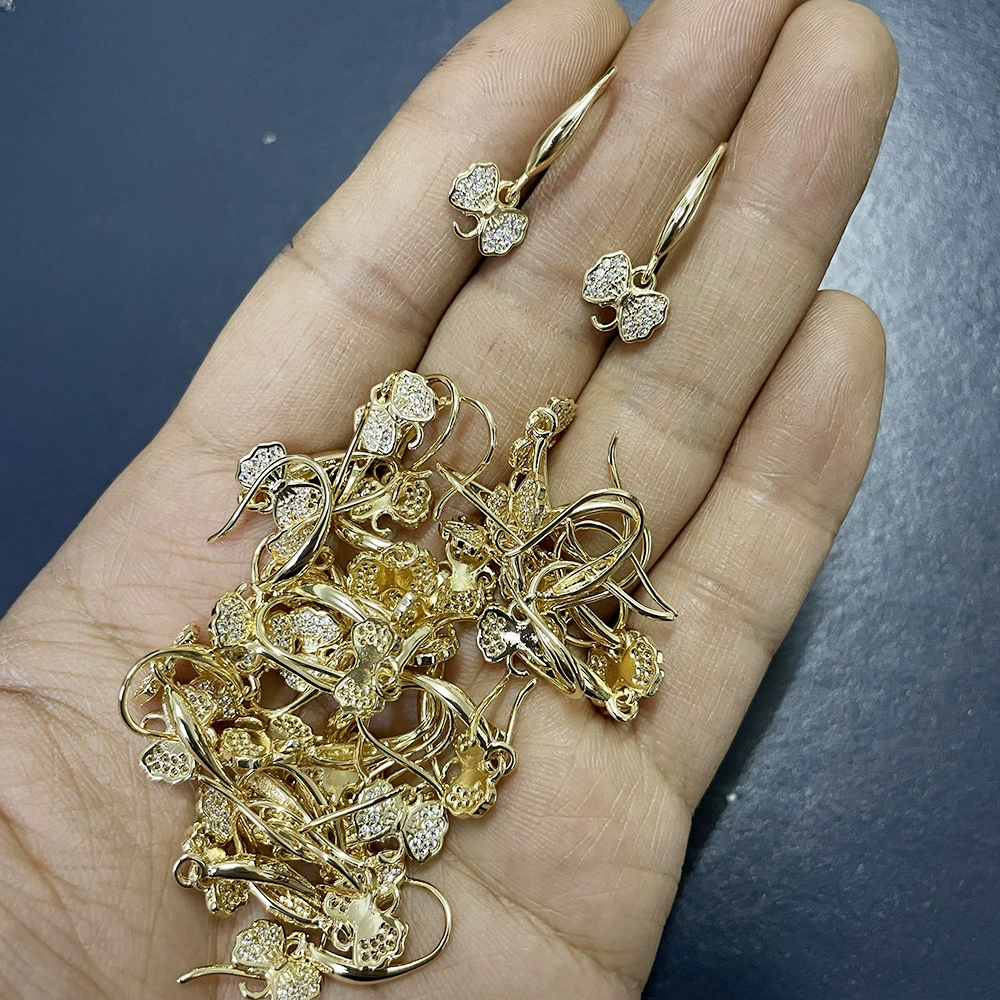 Серьги, аксессуар с zircon с бантом, ручная работа, 14 карат, DIY