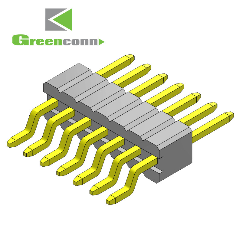 Greenconn连接器排针1.27毫米单排DIP型排针连接器2-50P折弯SMT