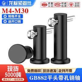 GB882平头带孔销轴定位销a3插销4.8级发黑圆柱销M4M5M6M8M10M12