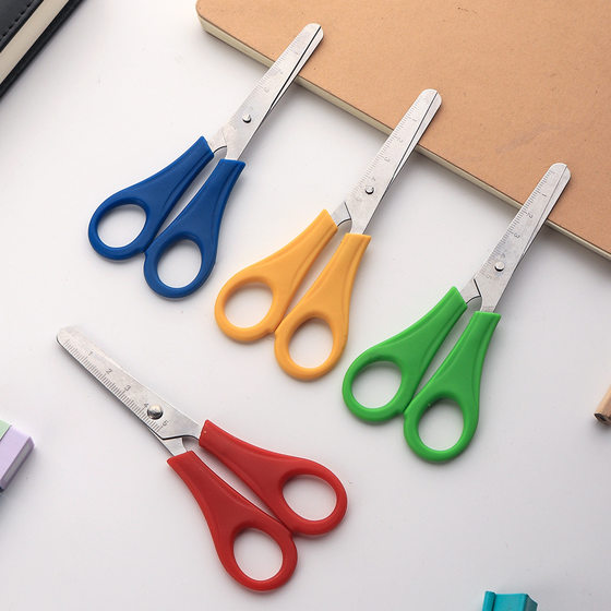 Lin Taizuo stainless steel office tape cutting scale paper cutting handmade window grilles stationery handmade DIY round head scissors
