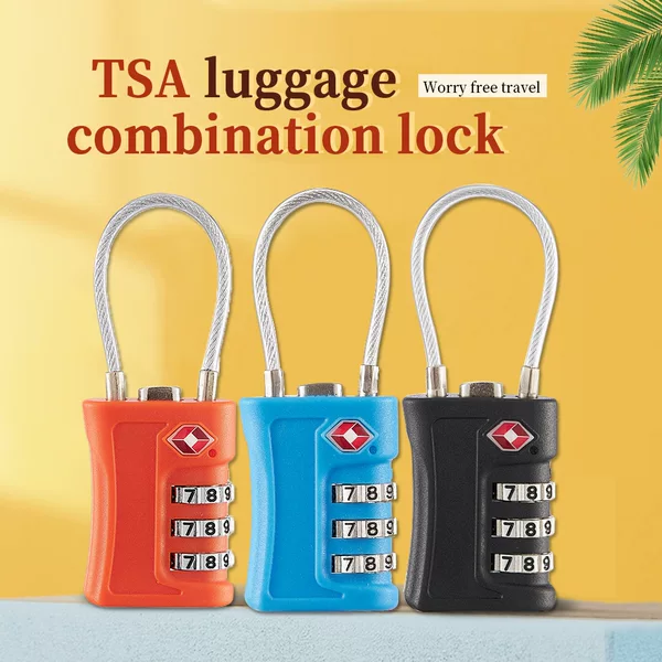 Customs Lock Travel Luggage Locker Gym Color-blocking Wire Rope TSA Customs Code Padlock Code Lock