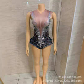 现货演出服珍珠贝壳连体衣无袖高空女舞蹈练功服海洋珍珠海的女儿